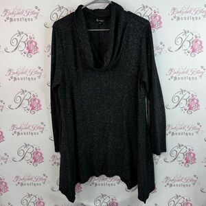 Lily Morgan sweater heathered speckeled Women's Black Cowl Neck Sweater